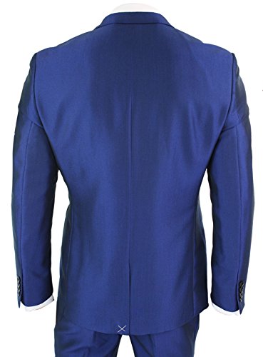 41PMxG07OvL.jpg Mens 3 Piece Shiny Blue Wedding Prom Party Suit Tailored Fit Smart Formal