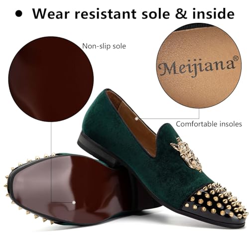 Mens Velvet Loafers Dress Shoes with Metal Embellishments Party Luxury Loafer Shoes