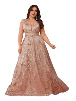 Plus Size Sleeveless Glitter Sequined Womens Long Formal Gown Aline Wedding Guest Dress Floor Length Evening Dresses