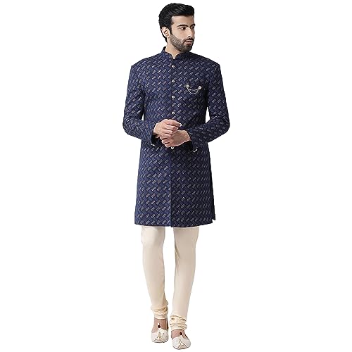 Men's Printed Sherwani Kurta & Pajama Set - Regular Fit, Mandarin Collar| Ethnic Wear Mens Wear