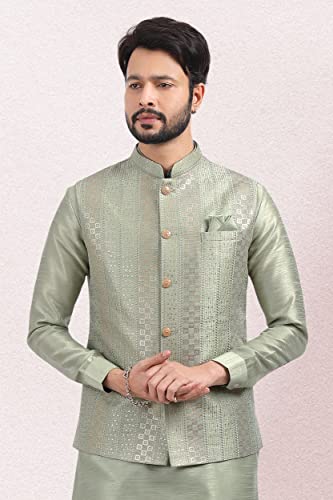 Lady Dwiza Indian Traditional Wedding Festive Season Waistcoat Party Wear Kurta Pyjama Set With Nehru Jacket For Men