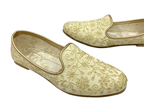 Cream Mens Jutti Sherwani Shoes Men Indian Wedding Handmade Ethnic Mojari Punjabi Juti
