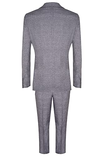 Mens Grey 3 Piece Suit Prince of Wales Check Classic Tailored Fit Wedding Suit