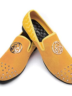 Mens Leopard Loafers Leather Embroidery Spiked Slip on Dress Shoes Slipper Luxury Fashion Penny Prom