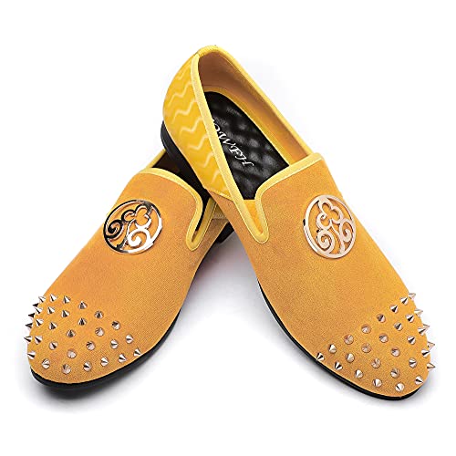 Mens Leopard Loafers Leather Embroidery Spiked Slip on Dress Shoes Slipper Luxury Fashion Penny Prom