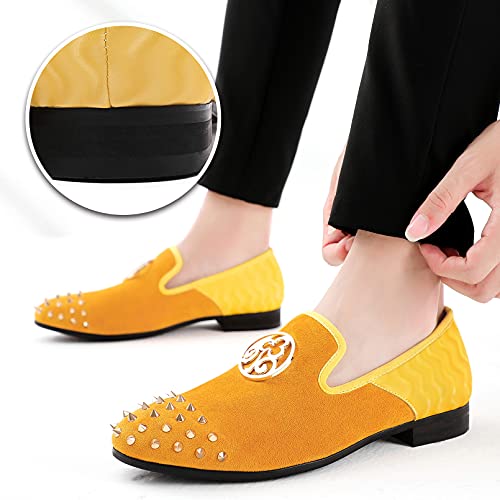Mens Leopard Loafers Leather Embroidery Spiked Slip on Dress Shoes Slipper Luxury Fashion Penny Prom