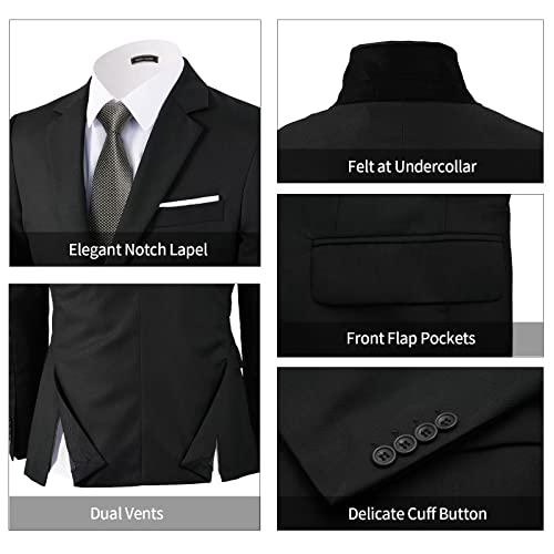 Men's 3-Piece Slim Fit Suit Set-2-Button Blazer,Vest & Pants-Formal Wedding,Prom,Party & Business Tuxedo