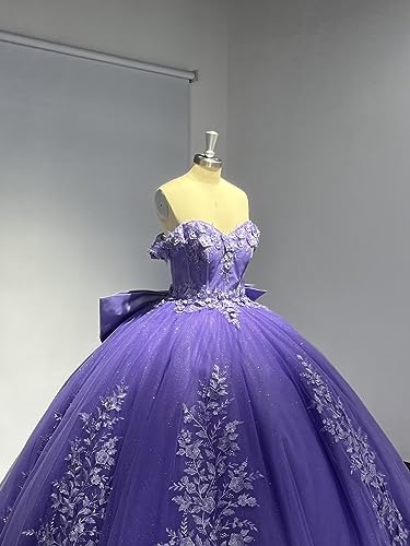 41UIxQlrJ4L.jpg Lace Quinceanera Dresses Ball Gown Puffy Sparkly Tulle 3D Floral Sweet 16 Dresses Off Shoulder Party Gowns Y130