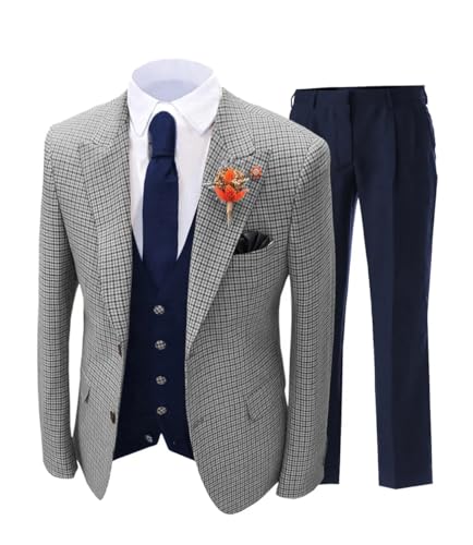 Orange Men Suit 3 Piece Version Slim Fitting Plaid Stripes Suitable for Wedding Banquets Jacket Vest and Pants