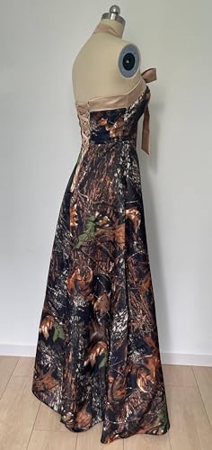 Halter Camo Bridesmaid Dresses Wedding Guest Floor Length