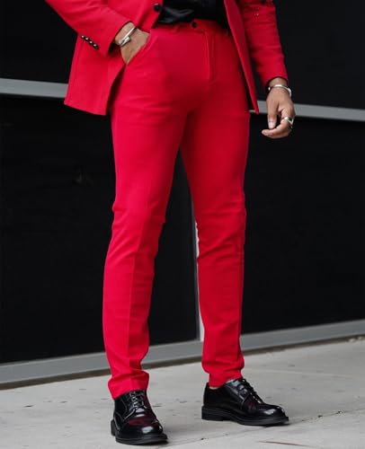 Men's Tuxedo Suits with Rhinestone Tailored Slim Blazer Prom Jacket Pants Set for Wedding,Party,Dinner,Christmas