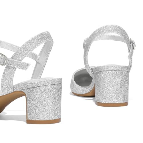 41XTSdW4OuL.jpg Women's Pumps 2 Inch Chunky Block Heel Pointed Toe Ankle Strap Slingback Wedding Party Dress Shoes