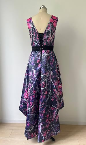 High Low Camo Mother of The Birde Dress Bridesmaid Gown V Neck