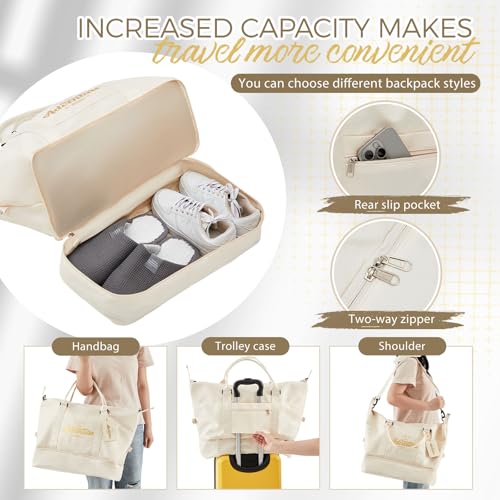 Wedding Weekender Bag for Women, Bridal Shower Gift Set with Shoe Compartment & Luggage Tag, 'and So The Adventure Begins' Bride