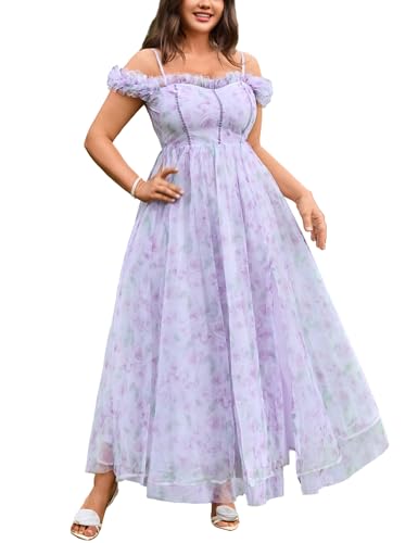 Womens Wedding Guest 2025 Elegant Classy Off The Shoulder Dress Floral Sleeveless Tulle Split Cocktail Party Maxi Dresses