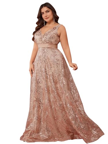Plus Size Sleeveless Glitter Sequined Womens Long Formal Gown Aline Wedding Guest Dress Floor Length Evening Dresses