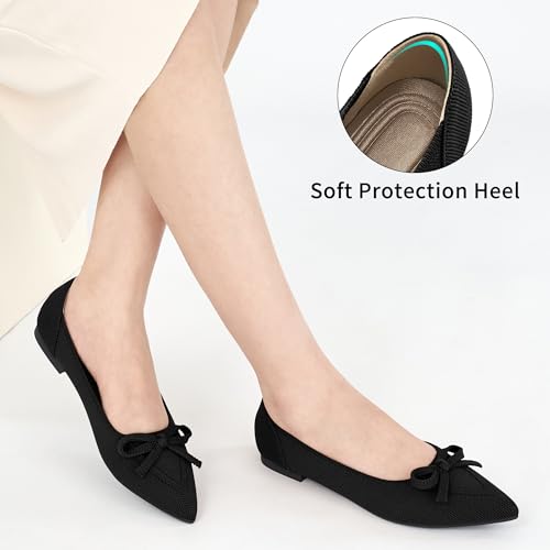 41cfGoPC0IL.jpg Ballet Flats Shoes for Women: Dressy Pointed Toe Bow Knit Flats Comfortable Slip On Work Business Shoes for Driving Dating
