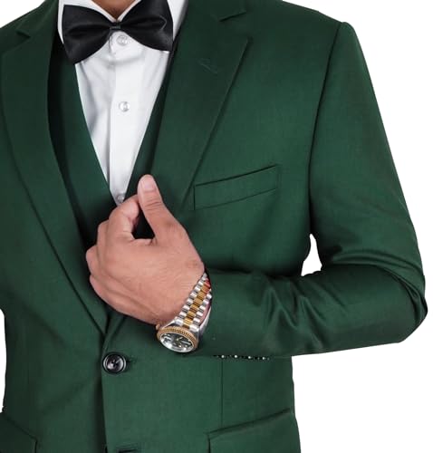 Mens 3 Piece Suit Slim Fit Elegant Wedding Groom Prom Party Suit Blazer Vest and Pants Tuxedo Suit Set