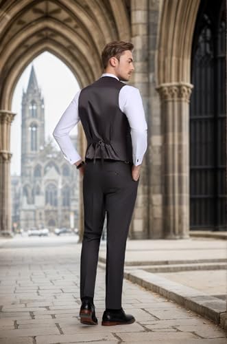 Men's 3 Piece Tuxedo Suit Slim Fit Swallow Long Tailcoat Performances Dinner Party Wedding Double Breasted Vest Pants