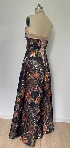 Halter Camo Bridesmaid Dresses Wedding Guest Floor Length