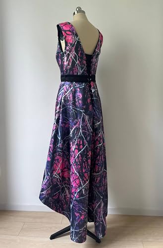 High Low Camo Mother of The Birde Dress Bridesmaid Gown V Neck