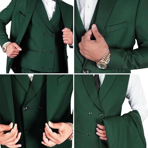 Mens 3 Piece Suit Slim Fit Elegant Wedding Groom Prom Party Suit Blazer Vest and Pants Tuxedo Suit Set