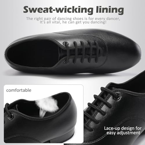 Men Latin Dance Shoes Leather Lace-up Salsa Tango Ballroom Modern Professional Performance Practice Dance Shoes,Model 707B