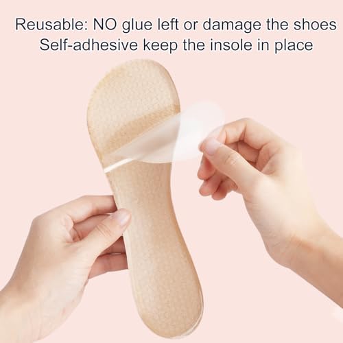 2 Pairs Gel High Heel Inserts, Self-Adhesive Sandal Inserts Insoles Women, New Anti Slip Design, 3/4 Length Dress Shoe Inserts