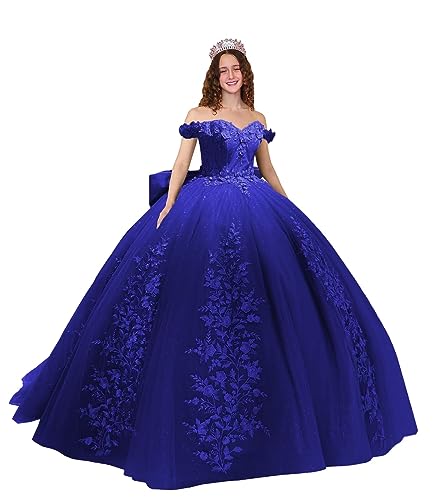 41h6IjtJAtL.jpg Lace Quinceanera Dresses Ball Gown Puffy Sparkly Tulle 3D Floral Sweet 16 Dresses Off Shoulder Party Gowns Y130