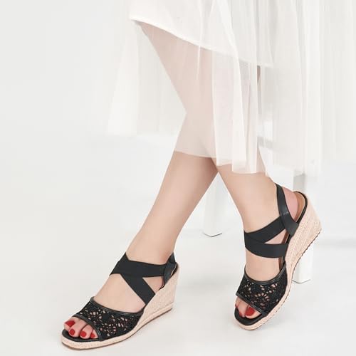 Sandals for Women Wedge Heels: Summer Dressy Platform Espadrilles Wedges - Comfortable Square Open Toe Wedding Shoes 2025