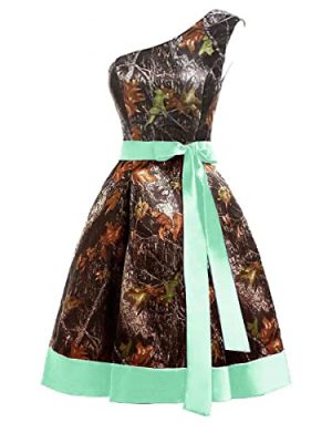 One Shoulder Camo Bridesmaid Dresses Evening Formal Prom Dress Short