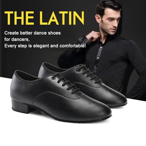 Men Latin Dance Shoes Leather Lace-up Salsa Tango Ballroom Modern Professional Performance Practice Dance Shoes,Model 707B
