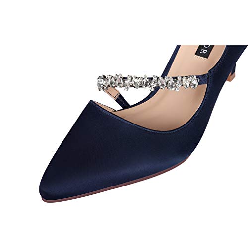 Women Mid Kitten Heels Closed Pointy Toe D’Orsay Pumps Wedding Party Shoes