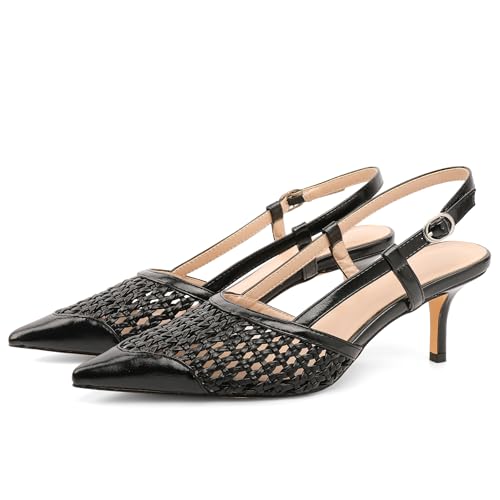 41kHROOWLGL.jpg Women Low Heel Pumps Slingback Heels Elegant Pointed Toe 2.5 Inch Heels with Rhinestone Dressy Pumps