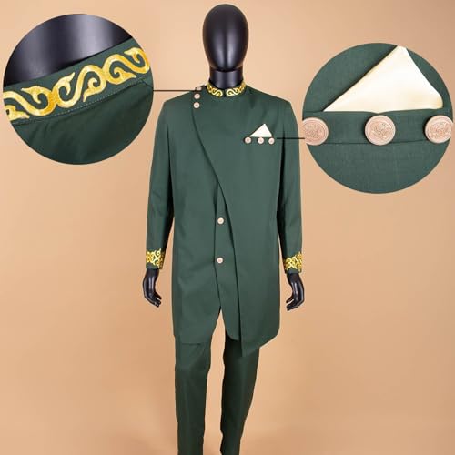 African Slim Fit Men's Suit Gold Printed Formal Suit Wedding Wear