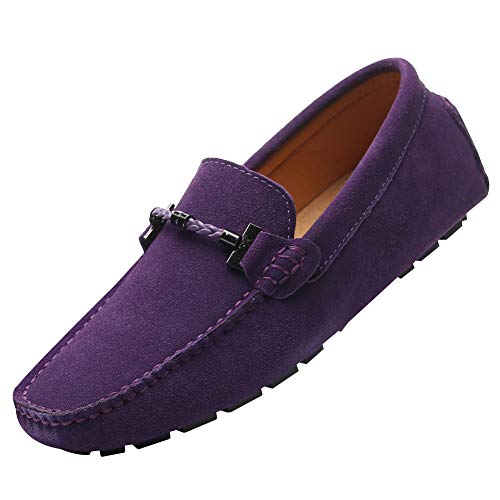 Mens Elegant Buckle Loafers Comfort Suede Driving Shoes Stylish Moccasin Slippers