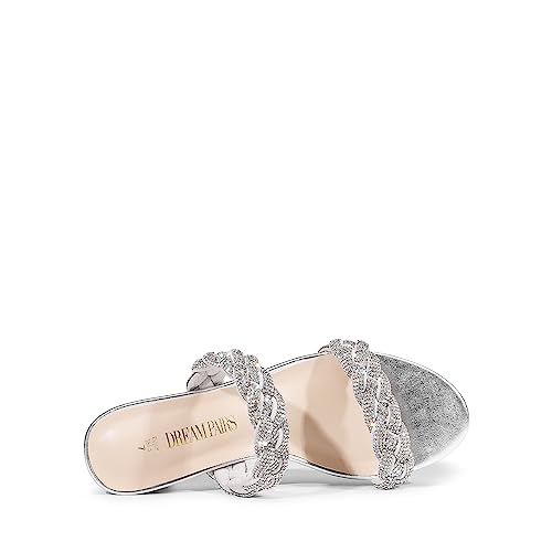 Women's Two Braided Strap Low Heels for Women Open Toe Block Chunky Heels Sandals Holiday Party Wedding Dress Pumps Shoes