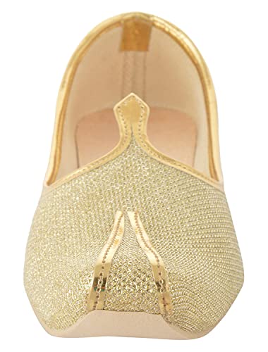 Men's Tiger Gold Glitter Punjabi Jutti Indian Handmade Gold Shoes Loafers, Khussa Shoes Juti India Wedding Kurta Sherwani Khussa