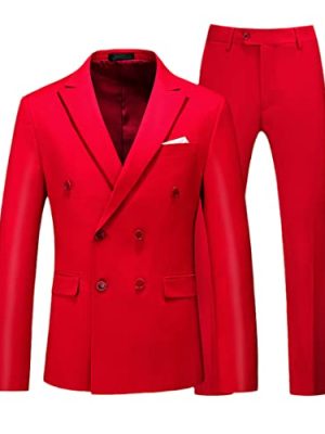 Double Breasted Tuxedo Suit, Men Business Work Wedding Formal Sets, Solid Jacket Pant Slim Fit Korean Casual Suit