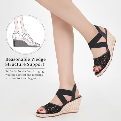 Sandals for Women Wedge Heels: Summer Dressy Platform Espadrilles Wedges - Comfortable Square Open Toe Wedding Shoes 2025