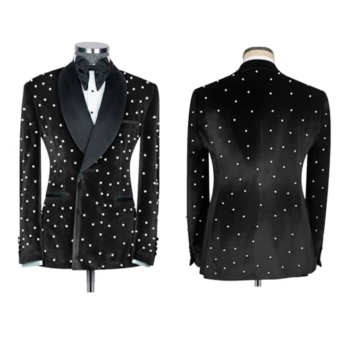 Luxury Velvet Men Suit 2 Piece Shawl Lapel Green Tailor Made Tuxedos with Pearl for Prom,Party,Wedding