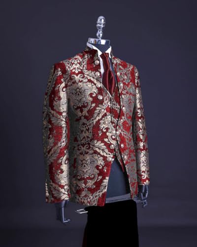 3 Pieces Men's Tuxedo Suits Slim Paisley Blazer Jackets Vest Pant Sets for Prom,Wedding,Homecoming Party
