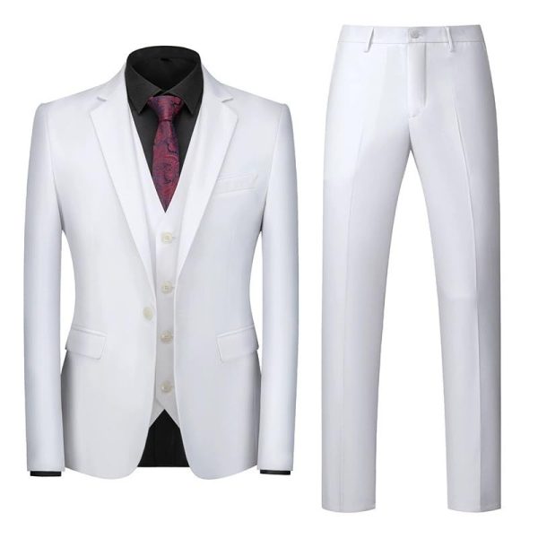41sVNZxsxkL.jpg Men's Korean Style One Button Slim Fit Three Piece Suit Wedding Groom Formal Tuxedo Outfit Set