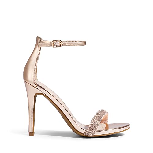 Women's High Heels Flower Ankle Strap Stilettos Round Open Toe Dressy Sexy Sandals