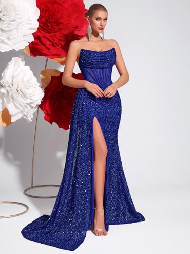 Cocktail Evening Gowns Formal Dresses for Women Sequin Tulle Wedding Guest Party Sexy Off Shoulder Floor Length Prom Dress