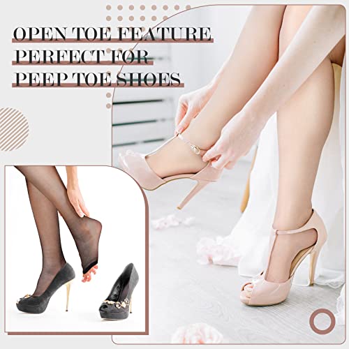 4 Pairs Open Toe Stockings for Women Holdups Sheer Toeless Lace Top Thigh High Stockings for Women Open Toe Shoes