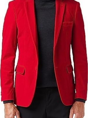 Men’s Velvet Blazer Classic Smart Casual Tailored Fit Wedding Suit Jacket