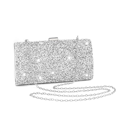 Glitter Evening Clutch Bag Double Sided Diamond Bag Crossbody Purse Wedding Party Bag for Women