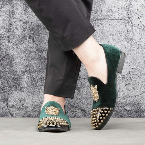 Mens Velvet Loafers Dress Shoes with Metal Embellishments Party Luxury Loafer Shoes