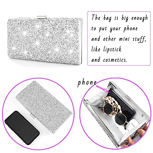 Glitter Evening Clutch Bag Double Sided Diamond Bag Crossbody Purse Wedding Party Bag for Women